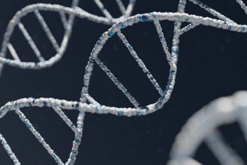 DNA twist, white DNA, dark grey backgroun