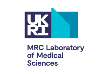 Blue and white UKRI and MRC Laboratory of Medical Sciences logo