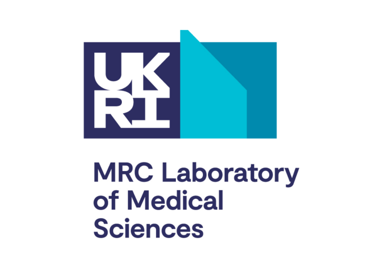 Blue and white UKRI and MRC Laboratory of Medical Sciences logo