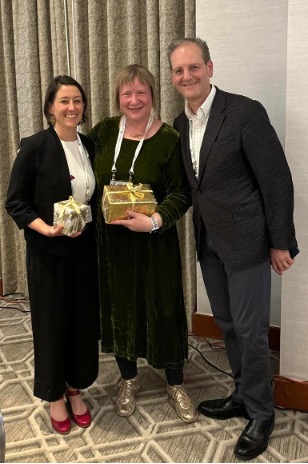 Professor Wiebke Arlt with two organisers of the International Adrenal Meeting, David Breault and Katie Basham.